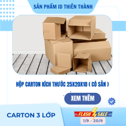 Hộp carton kích thước 25x20x10 ( Có sẵn )